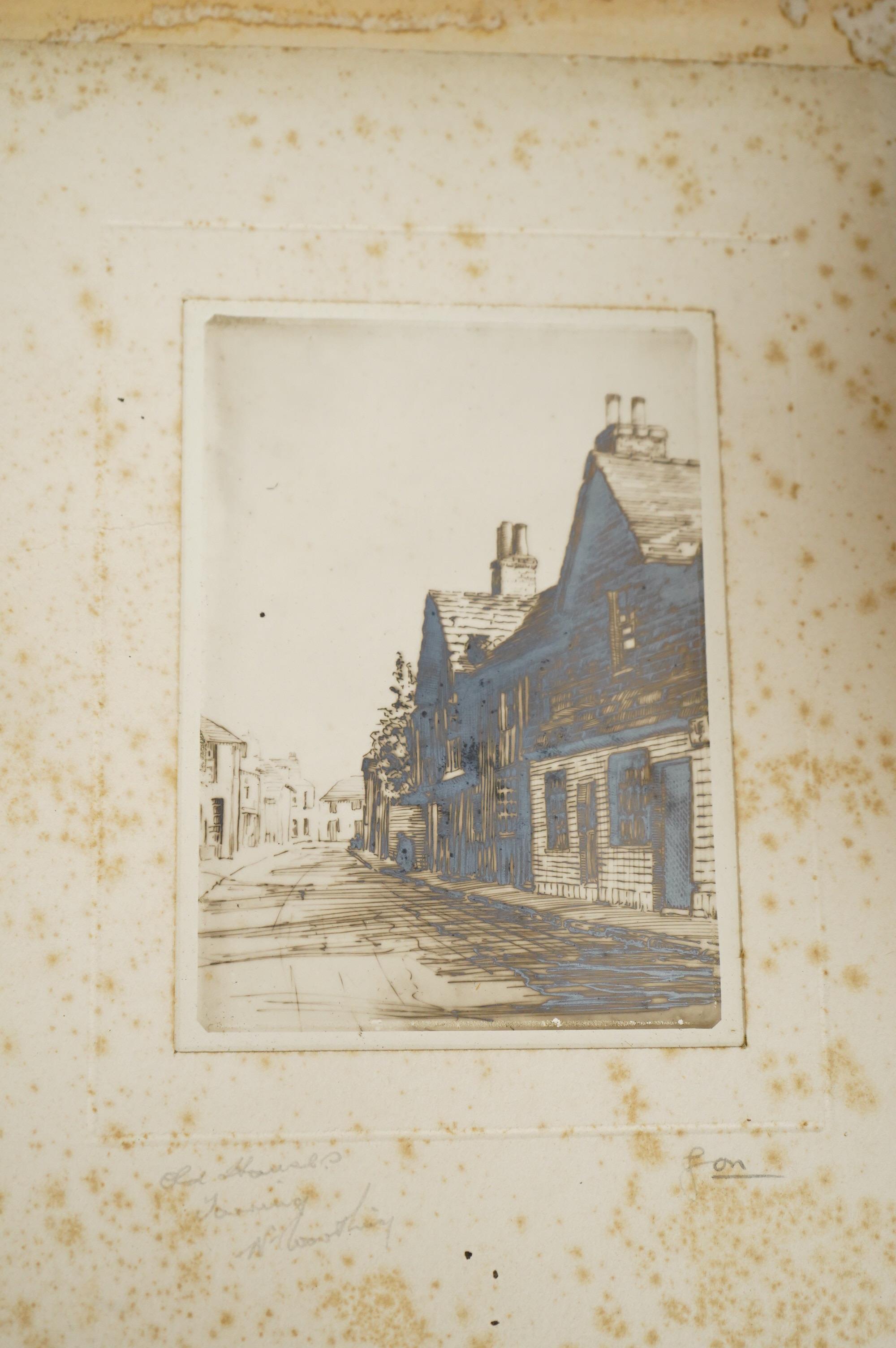 A large collection of various etchings, many signed in pencil, some local views, mounted, unframed